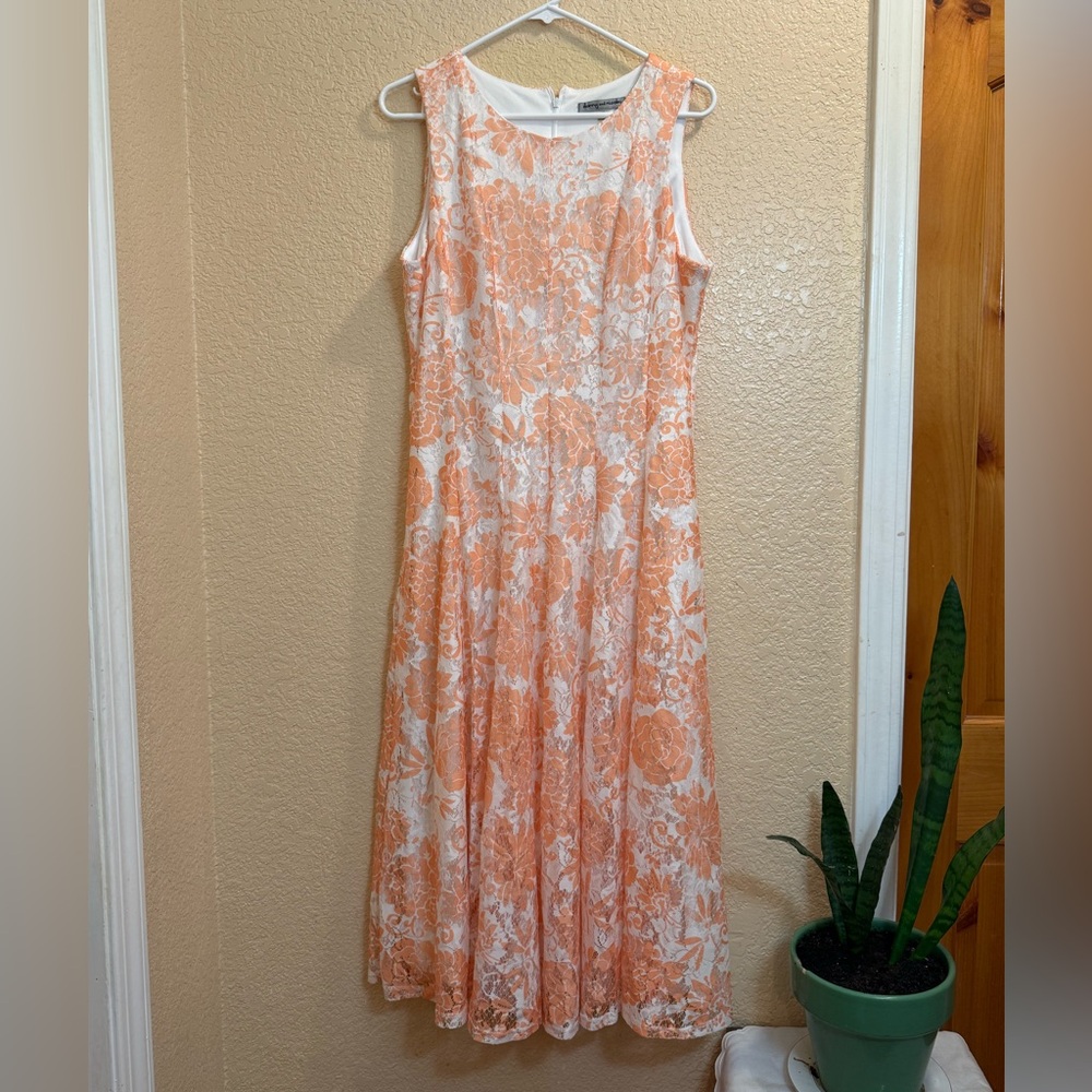 Danny & Nicole Orange and White Floral Dress
